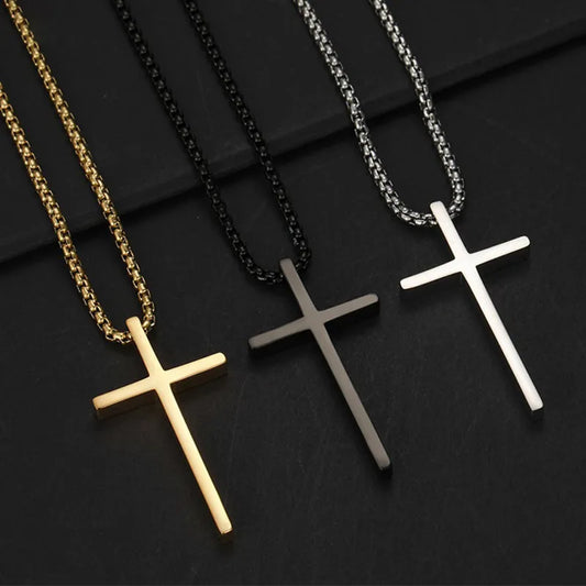 Stainless Steel Cross Pendant Necklace for Men Women