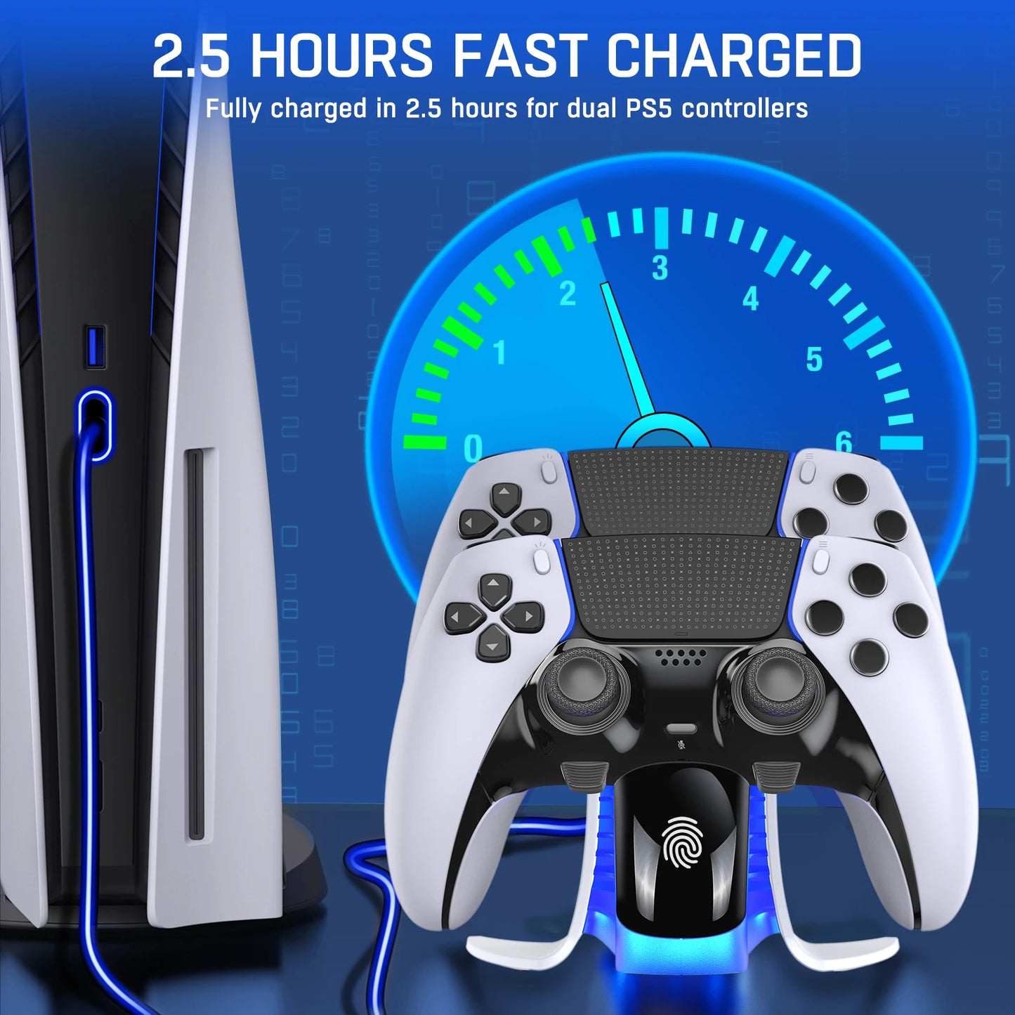 Charging Dock Station For Playstation 5 Dualsense Controllers with USB C Cable For PS5